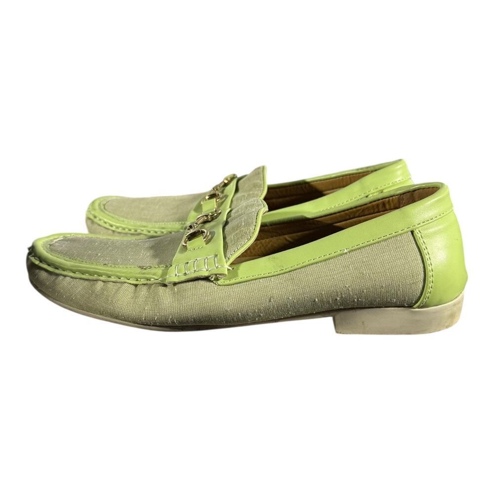 Montique International Loafers Men’s Size 10 Green Canvas Leather Trim Slip-On - Picture 7 of 8